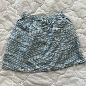Mossimo Button front Blue Patterned Women's Skirt